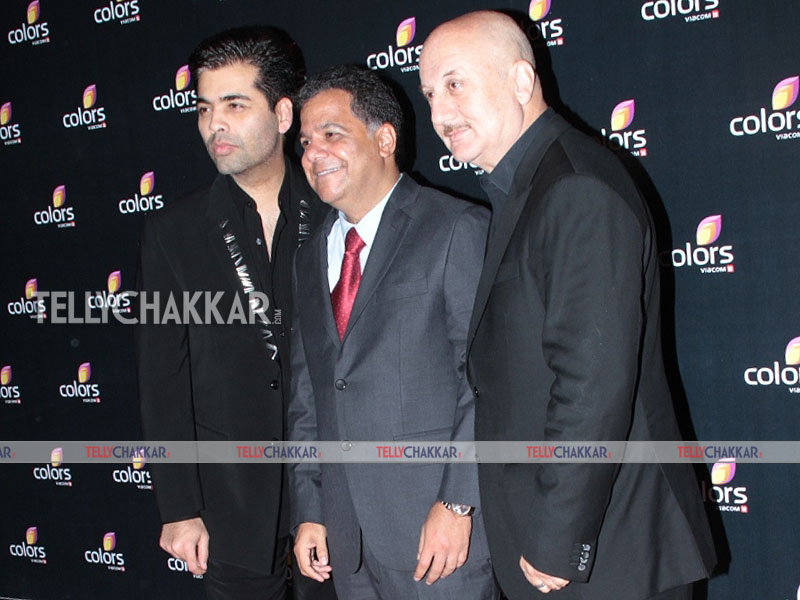 Raj Nayak with Karan Johar and Anupam Kher