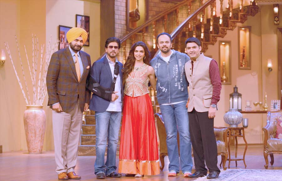 Shah Rukh Khan, Deepika Padukone and Rohit Shetty on the sets of Comedy Nights With Kapil