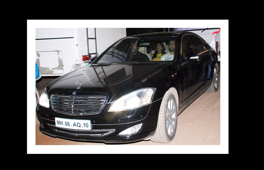 Shilpa and Raj with her Merc