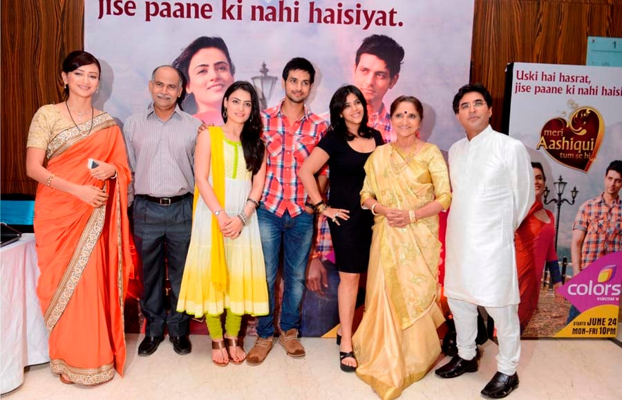 Ekta Kapoor with the cast of Meri Aashiqui Tum Se Hi