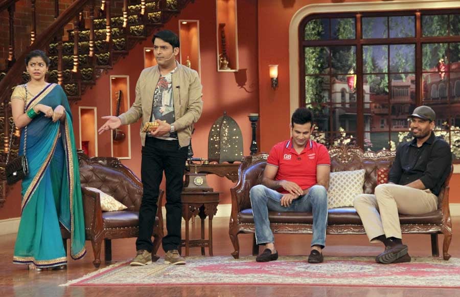 Irfan and Yusuf Pathan on the sets of Comedy Nights with Kapil