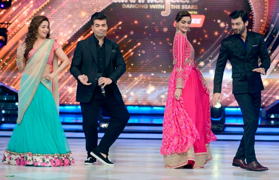  Enjoying thumkas - Madhuri Dixit Nene with Karan Johar and Sonam Kapoor with Fawad Khan