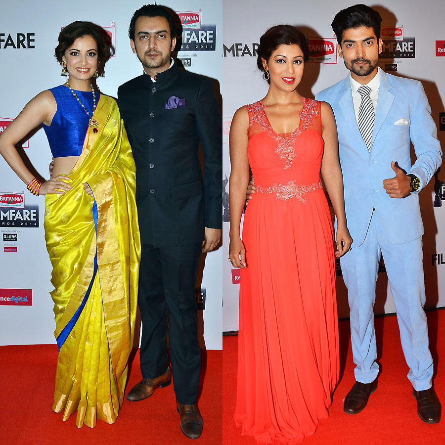 Dia Mirza with husband Sahil Sangha and Gurmeet Choudhary with wife Debina Bonnerjee