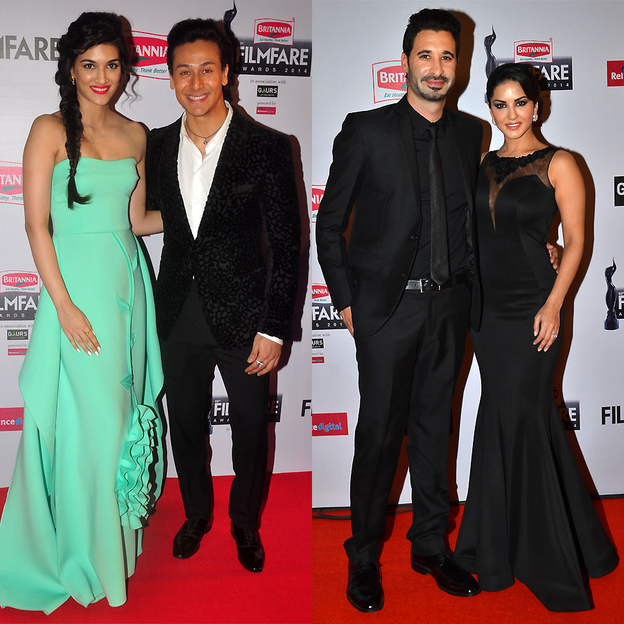 Kriti Sanon with Tiger Shroff and Sunny Leone with husband Daniel Weber
