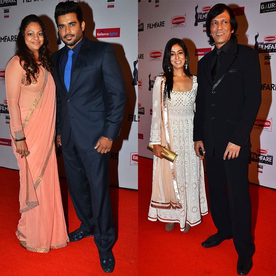 R Madhavan with wife and Kay Kay Menon with wife Nivedita Bhattacharya