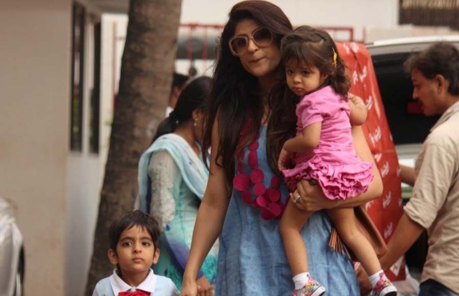 Ayushmann Khurrana's wife Tahira Kashyap along with her daughter Varushka and son Virajveer 