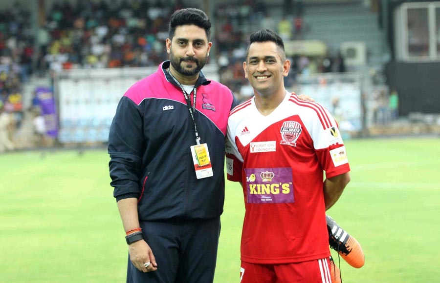 Abhishek Bachchan and M S Dhoni