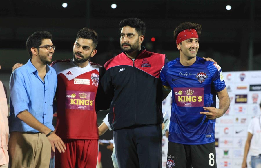 Yuva sena Chief Aditya Thackeray, Virat Kohli, Abhishek Bachchan and Ranbir Kapoor 