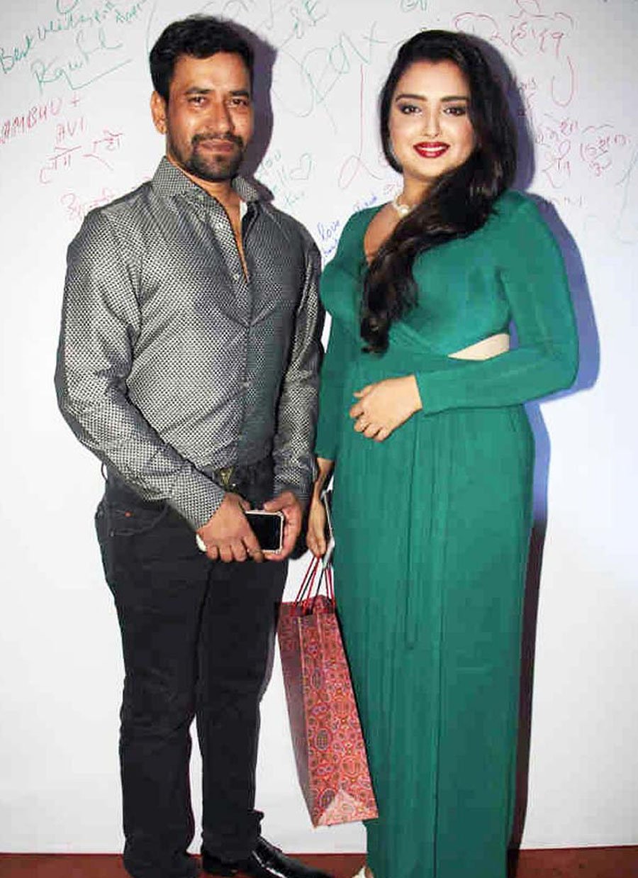 Dinesh Lal Yadav with Amrapali Dubey