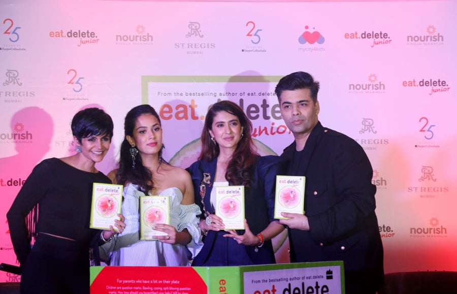 Mandira Bedi, Mira Rajput,Pooja Makhija & Karan Johar launches Pooja Makhija's book 'Eat Delete Junior'