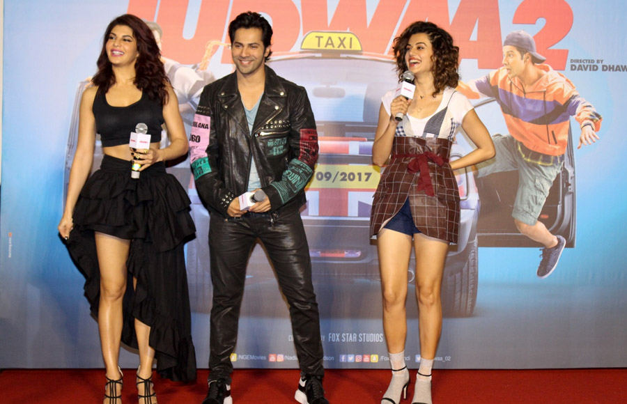 Jaqueline Fernandez, Varun Dhawan and Taapsee Pannu