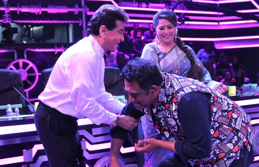 Jeetendra and Jaya Prada on the sets of Super Dancer Chapter 3