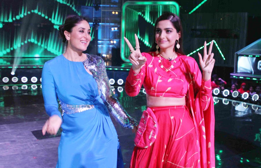 Sonam Kapoor and Dulquer Salman on Dance India Dance set