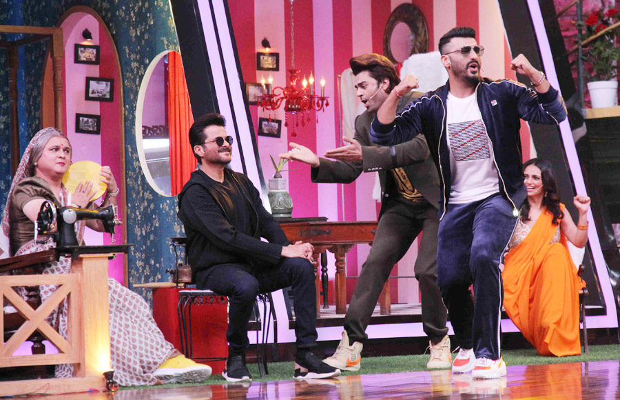 Anil Kapoor and Arjun Kapoor from the sets of Movie Masti with Maniesh Paul