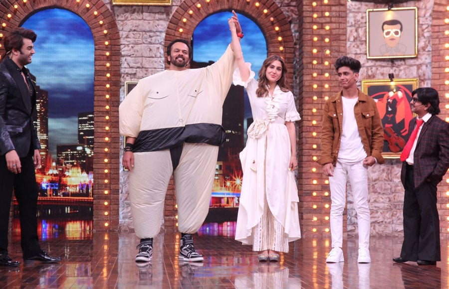 Sara Ali Khan and Rohit Shetty from the sets of Movie Masti with Maniesh Paul