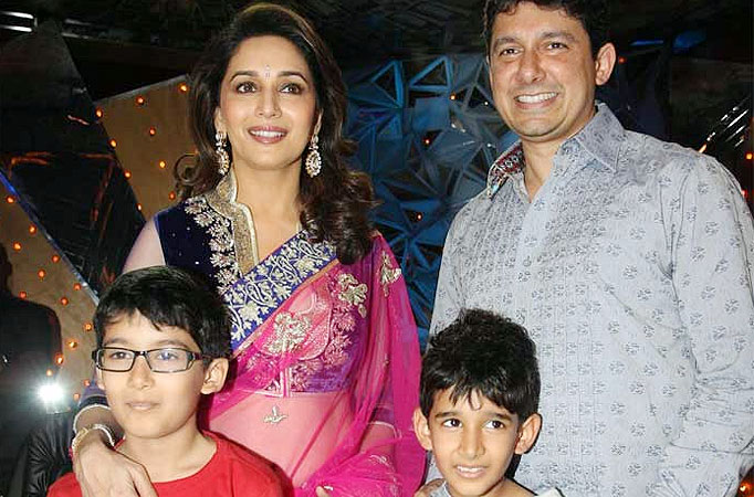 Madhuri Dixit with Kids and her husband