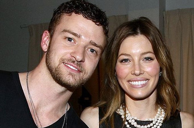 Singer Justin Timberlake and his wife Jessica Biel