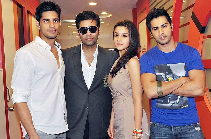 Karan Johar with Sidharth Malhotra, Alia Bhatt and Varun Dhawan