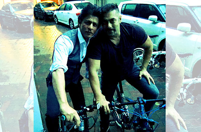 Shah Rukh, Salman enjoy bike ride together 