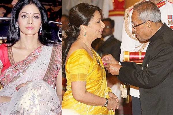 Sridevi, Sharmila Tagore and President of India Pranab Mukherjee