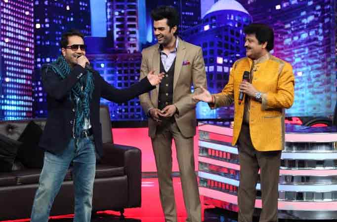 Mika Singh and Udit Narayan on the sets of Mad In India