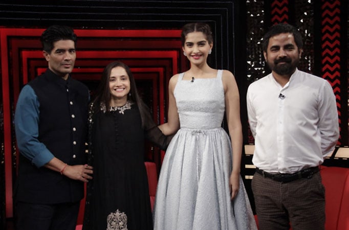 Manish Malhotra, Sonam Kapoor, Sabyasachi Mukherjee with Anupama Chopra