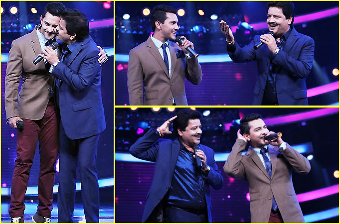 Udit Narayan pays Aditya a surprise visit on the sets of Sa Re Ga Ma Pa Li