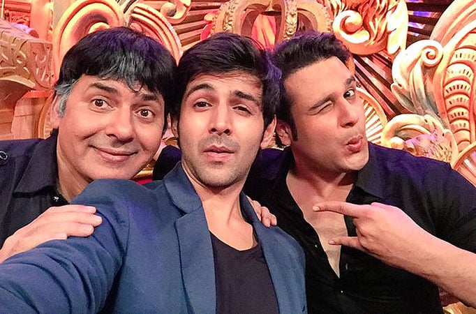 Kartik Aaryan with Sudesh Lahiri and Krushna Abhishek