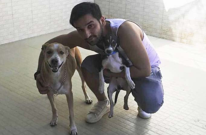 Puru Chibber exercises with his dogs