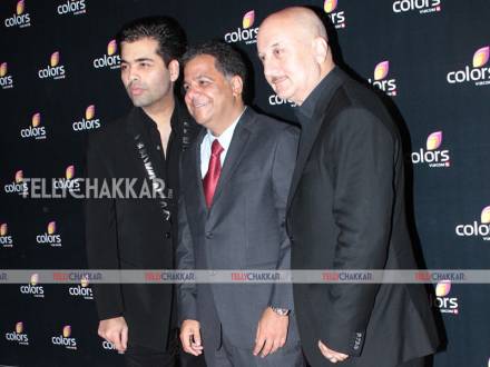 Raj Nayak with Karan Johar and Anupam Kher